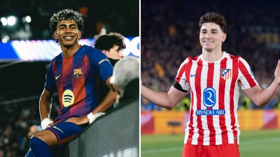 Amid Julian Alvarez transfer buzz, Atletico Madrid uploaded a post that showed Lamine Yamal, Pedri, and Raphinha in red and white colors. (Lamine Yamal and Julian Alvarez/ Instagram)