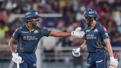 GT needed a fast start to the chase, and RR needed wickets. It was GT who got what they wanted, as Gill and Sudharsan racked up their seventh century partnership of the season, and a record 11th overall. Both players batted beautifully, and were always ahead of the rate – RR left without answers. (PTI PTI) GT needed a fast start to the chase, and RR needed wickets. It was GT who got what they wanted, as Gill and Sudharsan racked up their seventh century partnership of the season, and a record 11th overall. Both players batted beautifully, and were always ahead of the rate – RR left without answers. (PTI PTI)