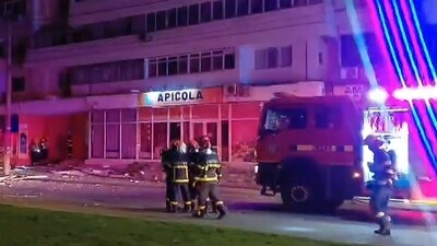 A Russian drone hit the roof of a 10-storey block of flats in Galati and caused an explosion, the authorities said. (AFP) A Russian drone hit the roof of a 10-storey block of flats in Galati and caused an explosion, the authorities said. (AFP)