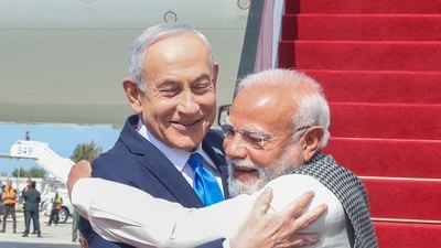 Israeli Prime Minister Netanyahu with PM Modi in February this year (X/@narendramodi)