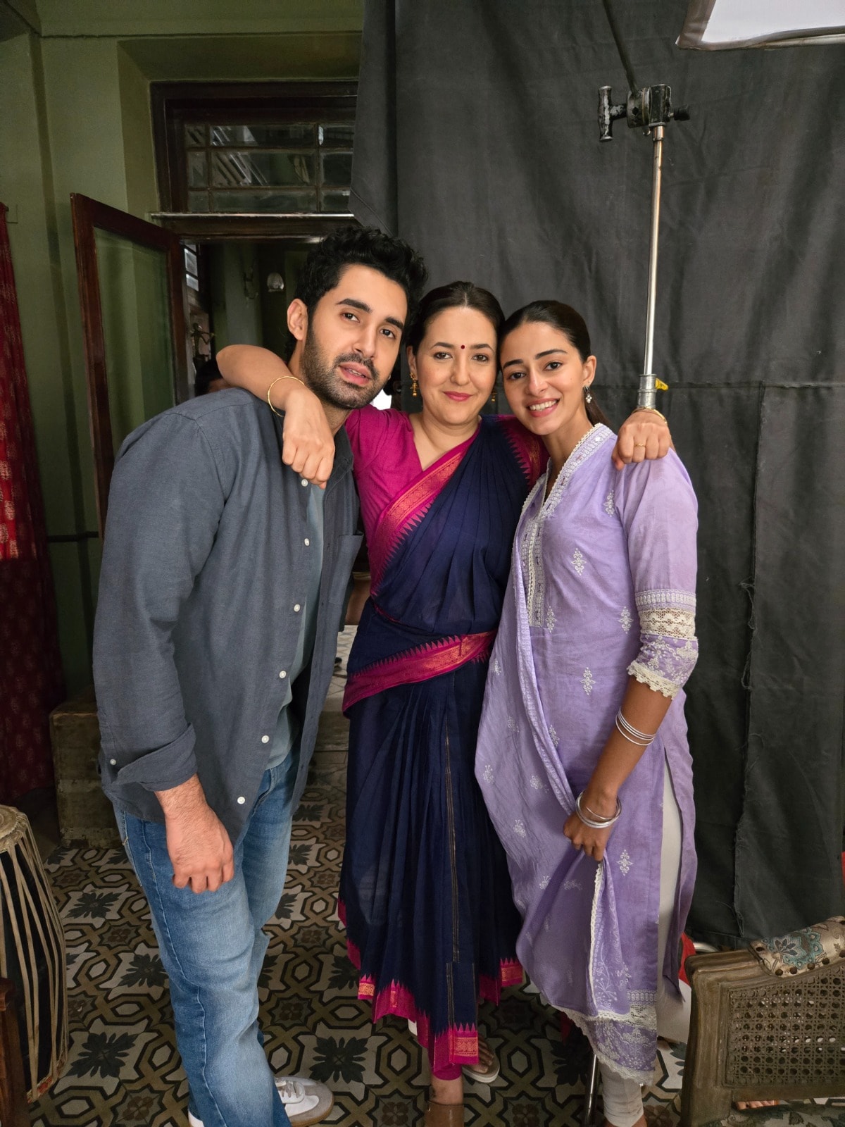 Charu Shankar with her Chand Mera Dil co-stars Lakshya and Ananya Panday. Charu Shankar with her Chand Mera Dil co-stars Lakshya and Ananya Panday.