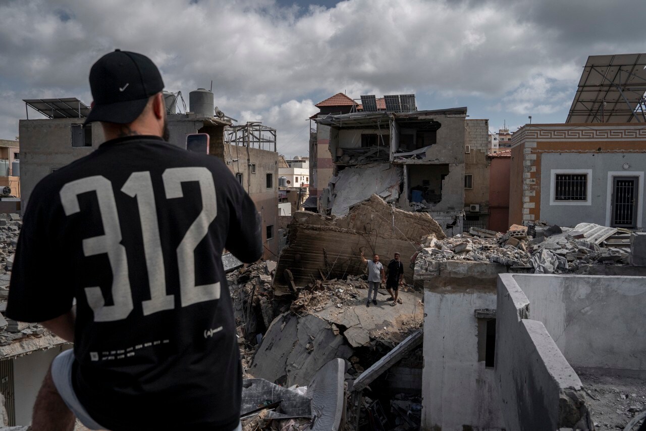 The aftermath of an Israeli airstrike in Tyre, Lebanon. The aftermath of an Israeli airstrike in Tyre, Lebanon.