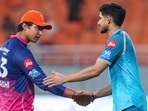 Gujarat Titans' captain Shubman Gill being greeted by Rajasthan Royals' Vaibhav Sooryavanshi during the presentation ceremony after GT won Indian Premier League (IPL) 2026 Qualifier 2 T20 cricket match, in New Chandigarh, Friday, May 29, 2026. (PTI Photo/Karma Bhutia) 