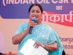 Delhi Chief Minister Rekha Gupta during a surprise inspection of e-Sub Registrar offices at Ambedkar Bhawan in Rohini on Friday.