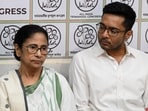AITC chairperson Mamata Banerjee along with AITC general secretary Abhishek Banerjee during a press conference.