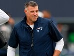 New England Patriots head coach Mike Vrabel watches practice as he moves forward from the recent controversy involving Dianna Russini.