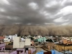 Strong winds and thick dust covered several Rajasthan districts, with rain also recorded in some areas.