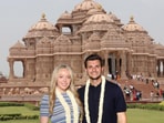 Tiffany Trump visits the Akshardham Temple in New Delhi along ith husband Michael Boulos