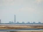 A view shows Zaporizhzhia Nuclear Power Plant from the bank of Kakhovka Reservoir near the town of Nikopol after the Nova Kakhovka dam breached, amid Russia's attack on Ukraine, in Dnipropetrovsk region, Ukraine June 16, 2023. 