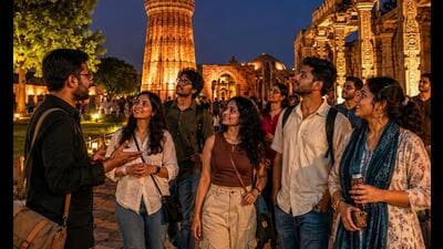 Delhiites are exploring iconic landmarks like the Humayun’s Tomb and the Qutub Minar, post sunset, through heritage walks night . Delhiites are exploring iconic landmarks like the Humayun’s Tomb and the Qutub Minar, post sunset, through heritage walks night .