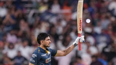 Shubman Gill registered a 53-ball 104. (PTI) Shubman Gill registered a 53-ball 104. (PTI)