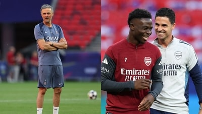 Luis Enrique in a PSG training session and Mikel Arteta in Arsenal. (AFP, REUTERS) Luis Enrique in a PSG training session and Mikel Arteta in Arsenal. (AFP, REUTERS)