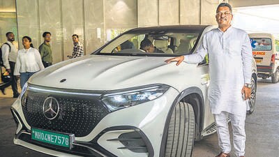 iiiMumbai, India - May 28, 2026: Minister of Transport of Maharashtra Pratap Sarnaik pose for the photos with his New EV Car at Thane in Mumbai, India, on Thursday, May 28, 2026. (Photo by Satish Bate/ Hindustan Times) (Hindustan Times) iiiMumbai, India - May 28, 2026: Minister of Transport of Maharashtra Pratap Sarnaik pose for the photos with his New EV Car at Thane in Mumbai, India, on Thursday, May 28, 2026. (Photo by Satish Bate/ Hindustan Times) (Hindustan Times)