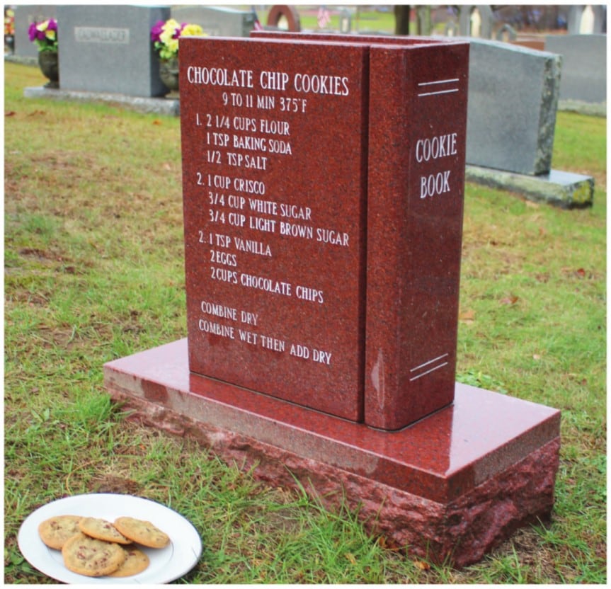 Jennifer Ferrante’s unusual memorial stone. Jennifer Ferrante’s unusual memorial stone.