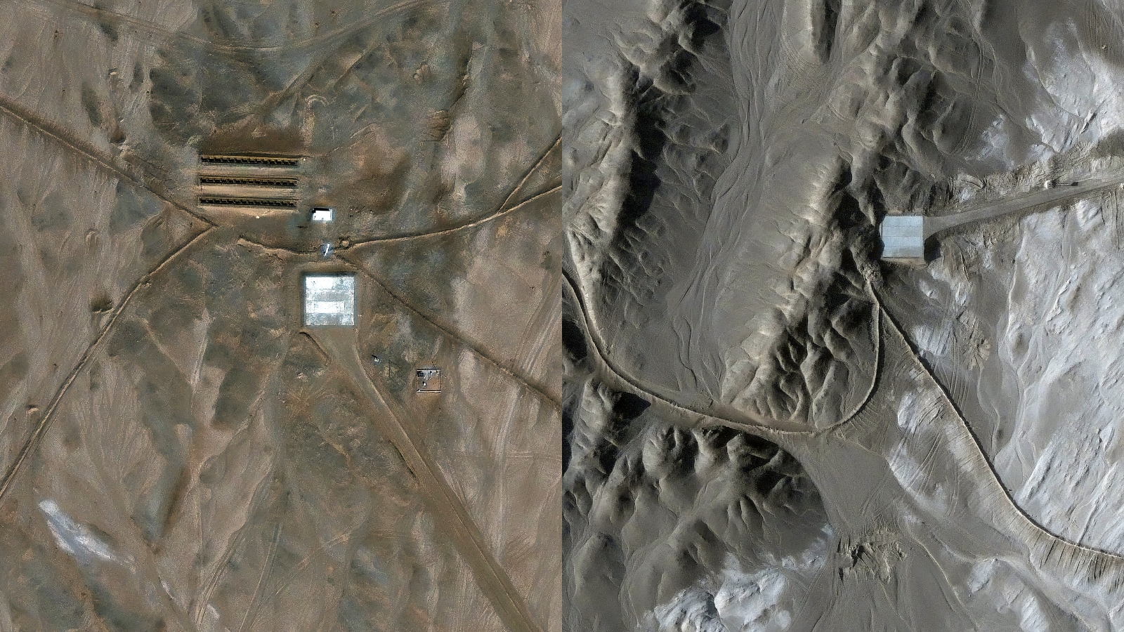 The new infrastructure in the desert is focused around two octagon-shaped complexes that have been constructed during the past six years. (Vantor/Handout via REUTERS) The new infrastructure in the desert is focused around two octagon-shaped complexes that have been constructed during the past six years. (Vantor/Handout via REUTERS)