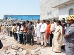 Delhi CM Rekha Gupta visited at site building collapsed at Saket in New Delhi on Sunday. (HT PHOTO/Ishant Kumar) Delhi CM Rekha Gupta visited at site building collapsed at Saket in New Delhi on Sunday. (HT PHOTO/Ishant Kumar)