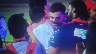 Virat Kohli meets Krunal Pandya's son. (Instagram) Virat Kohli meets Krunal Pandya's son. (Instagram)