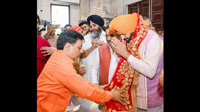 Haryana CM Nayab Singh Saini offers prayers at the Mata Bhadra Kali Temple located in Shekhupur, in Kapurthala on Sunday. (@NayabSainiBJP X) Haryana CM Nayab Singh Saini offers prayers at the Mata Bhadra Kali Temple located in Shekhupur, in Kapurthala on Sunday. (@NayabSainiBJP X)