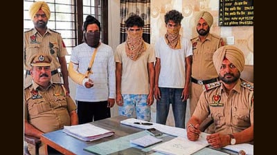The accused in police custody in Ludhiana on Sunday. (HT photo)