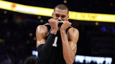San Antonio Spurs forward Victor Wembanyama (1) celebrates after defeating the Oklahoma City Thunder in game seven (IMAGN IMAGES via Reuters Connect)