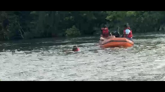 According to police, the trio had gone to the river for sightseeing and entered the water. (VIDEO GRAB)