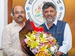 Former Karnataka Chief Minister Siddaramaiah's son Yathindra Siddaramaiah, meets Chief Minister-designate DK Shivakumar, in Bengaluru on Sunday. (Office of DK Shivakumar X/ANI Photo) Former Karnataka Chief Minister Siddaramaiah's son Yathindra Siddaramaiah, meets Chief Minister-designate DK Shivakumar, in Bengaluru on Sunday. (Office of DK Shivakumar X/ANI Photo)