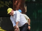 Australian Deputy Prime Minister & Minister for Defence Richard Marles plays cricket during 'Manobal', a community event at the Defence Colony Club in New Delhi on Monday. Australian Deputy Prime Minister & Minister for Defence Richard Marles plays cricket during 'Manobal', a community event at the Defence Colony Club in New Delhi on Monday.