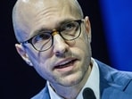 Chairman of The New York Time Company and publisher of NYT Arthur Gregg Sulzberger gives a speech on AI and journalism on the opening day of the 77th World News Media Congress in Marseille, France, on June 1, 2026. 