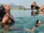 Priyanka Chopra enjoys a swim on Sunday.
