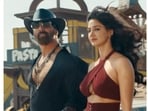 Varun Dhawan and Mrunal Thakur in a still from Chunnari Chunnari (left), Akshay Kumar and Disha Patani from Ucha Lamba Kad forever.