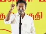 Tamil Nadu Chief Minister C Joseph Vijay addresses a public rally, in Tiruchirappalli, Tamil Nadu. (Handout via PTI Photo)(PTI06_01_2026_000325B)