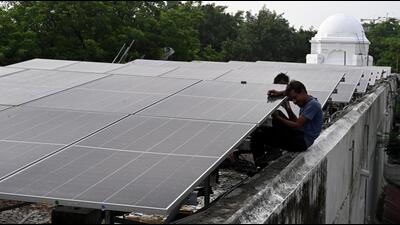 Around 4,600 rooftop solar connections were energised in 2025-26, highest ever in a year. (HT archive) Around 4,600 rooftop solar connections were energised in 2025-26, highest ever in a year. (HT archive)