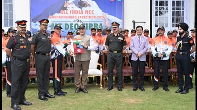 Governor Kavinder Gupta on Monday flagged off the National Cadet Corps (NCC) Mt Deo Tibba Expedition-2026 from Lok Bhavan in a ceremonial send-off for the cadets and staff undertaking the Himalayan mountaineering expedition. (HT Photo) Governor Kavinder Gupta on Monday flagged off the National Cadet Corps (NCC) Mt Deo Tibba Expedition-2026 from Lok Bhavan in a ceremonial send-off for the cadets and staff undertaking the Himalayan mountaineering expedition. (HT Photo)