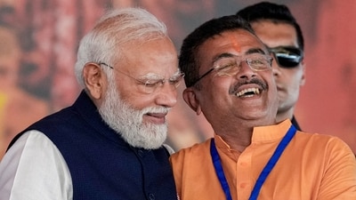 Chief minister Suvendu Adhikari took oath at Kolkata’s Brigade Parade Ground on May 9 in the presence of Prime Minister Narendra Modi. (PTI) Chief minister Suvendu Adhikari took oath at Kolkata’s Brigade Parade Ground on May 9 in the presence of Prime Minister Narendra Modi. (PTI)