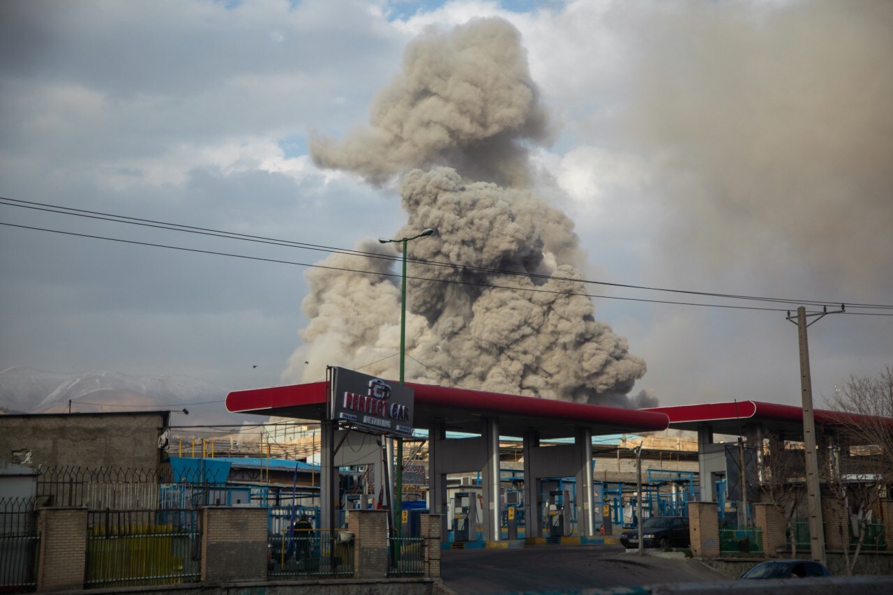 Smoke rising following an explosion in Tehran in early March after the U.S. and Israel launched a joint attack.