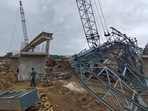 A segmental span of an under-construction bridge on the Betwa river in Hamirpur collapsed early on May 29. (FILE PHOTO)