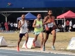 Action in men’s 1500m in Delhi Open State meet at JLN Stadium on Tuesday. (HT Photo)