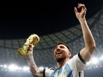 Lionel Messi celebrates winning the 2022 FIFA World Cup. (REUTERS)