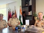 Punjab DGP Gaurav Yadav chairing a state-level Law and Order review meeting in virtual mode in Chandigarh on Monday. (HT)