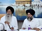 SGPC president Harjinder Singh Dhami during a meeting of executive members in Amritsar on Monday. (HT photo)