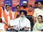 Shiromani Akali Dal president Sukhbir Singh Badal addressing mediapersons in Chandigarh. Shiromani Akali Dal president Sukhbir Singh Badal addressing mediapersons in Chandigarh.