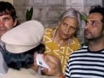 Twisha's husband and accused Samarth Singh and mother-in-law Giribala Singh after CBI officials leave Giribala Singh's house following the detailed investigation of 3 hours with recreation in Twisha Sharma death case. (ANI Video Grab)