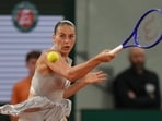 Ukraine's Marta Kostyuk in action against compatriot Elina Svitolina during the quarter-final. (AP)