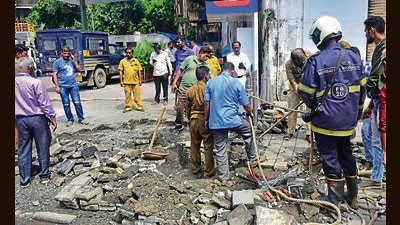 BEST officials told HT that since the suspect cables were located up to 15 feet beneath the railway tracks, the only way to examine them was by pulling them out (HT PHOTO) BEST officials told HT that since the suspect cables were located up to 15 feet beneath the railway tracks, the only way to examine them was by pulling them out (HT PHOTO)