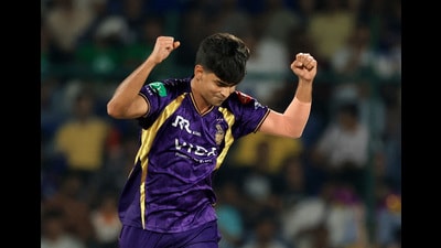 Kolkata Knight Riders' Kartik Tyagi celebrates during IPL 2026. (REUTERS) Kolkata Knight Riders' Kartik Tyagi celebrates during IPL 2026. (REUTERS)