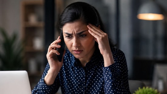 Woman reacting to a stressful work call. (Linkedin/@Upasana Sarbajna )