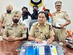 DCP Sameer Verma with the arrested persons on Wednesday. (HT File) DCP Sameer Verma with the arrested persons on Wednesday. (HT File)