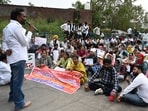 Following the protest, the administration assured the teachers that a meeting would be arranged with finance minister Harpal Singh Cheema on Thursday. (HT Photo)