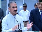 Himachal Pradesh chief minister Sukhvinder Singh Sukhu speaks during the felicitation ceremony for former personnel of the Himachal Pradesh Police, in Shimla on Tuesday. (ANI)