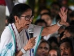 TMC supremo Mamata Banerjee addresses a sit-in protest against the alleged attacks on party leaders and workers, in Kolkata, West Bengal, 